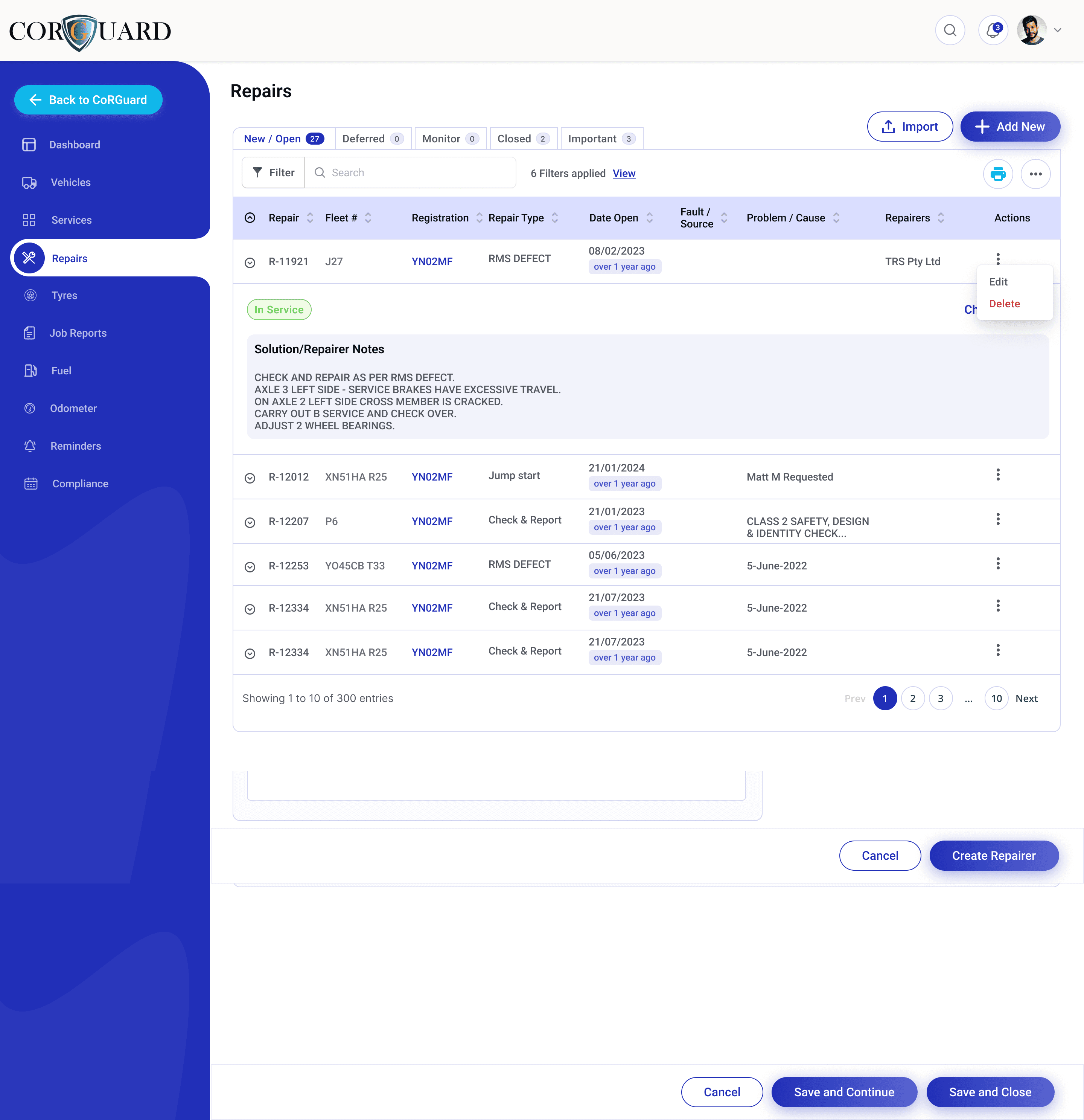 CoRGuard report detail results screen