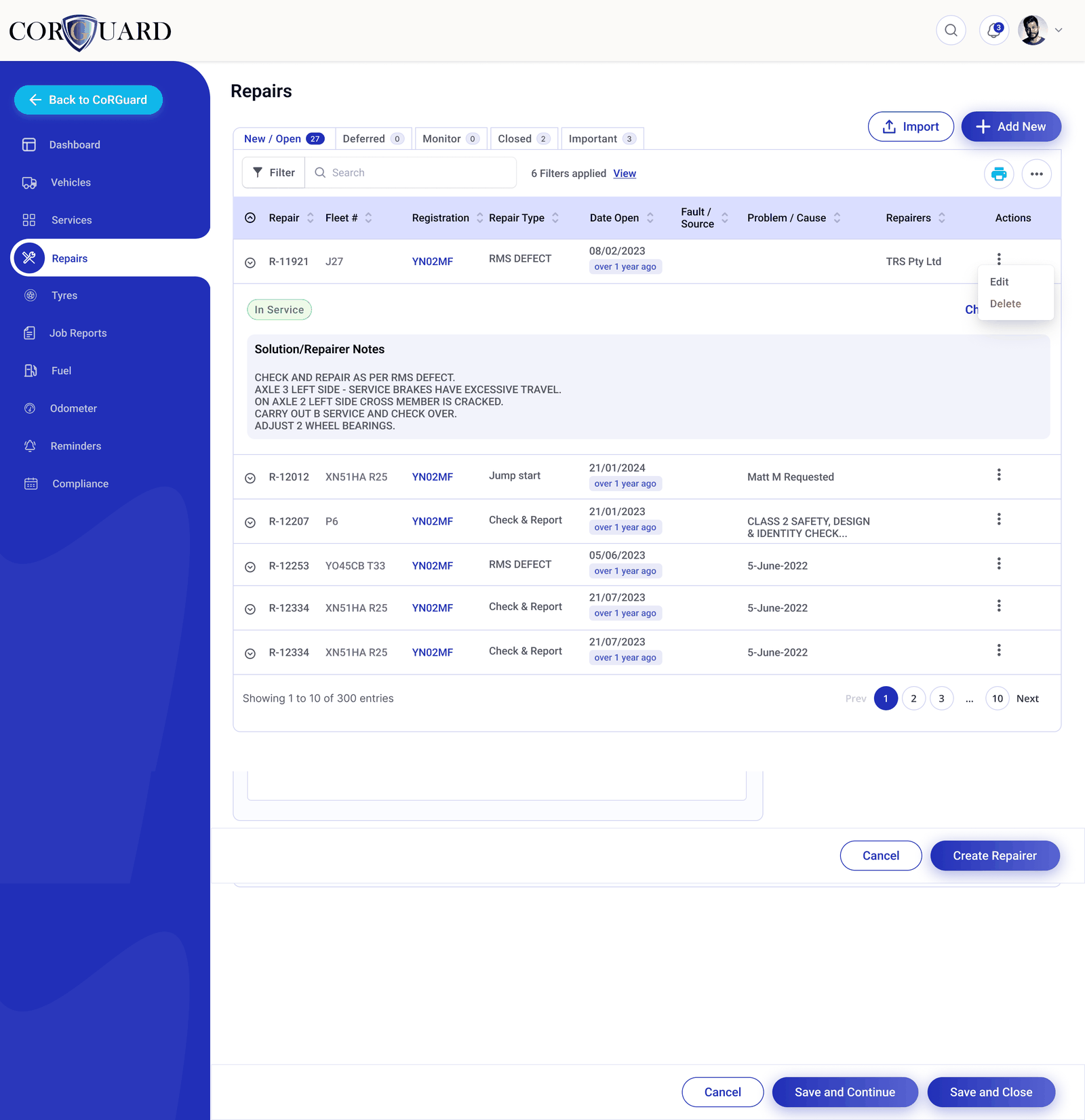 CoRGuard report detail results screen